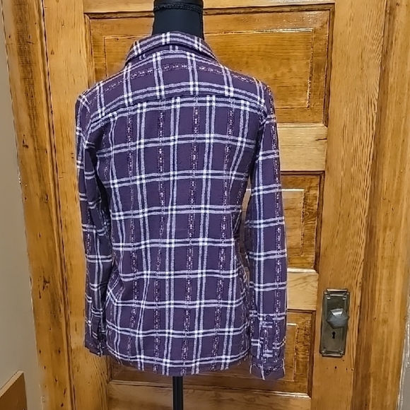 Art Class Purple Plaid Long Sleeve Girls Flannel Button Down Shirt 10/12 - Picture 5 of 6